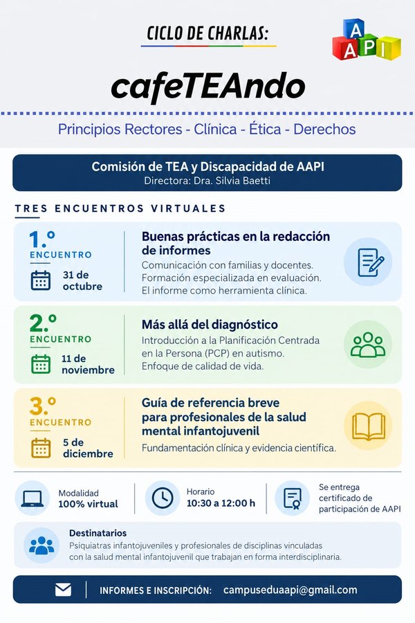 Ciclo de charlas cafeTEAndo — Comisión de TEA y Discapacidad de AAPI